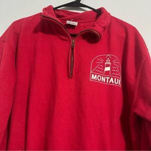 Montauk NY Quarter Zip Up Pullover Sweatshirt Large
